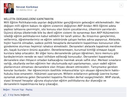 Bu utanmaz Nevzat Korkmaz'ın Fethullah Gülen'in dersanelerini savunduğu yazısı.